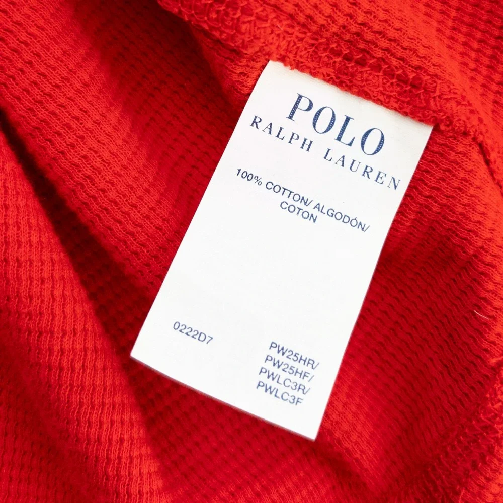 Polo Ralph Lauren Red All Over Pony Logo Waffle Knit Thermal Shirt Mens XL